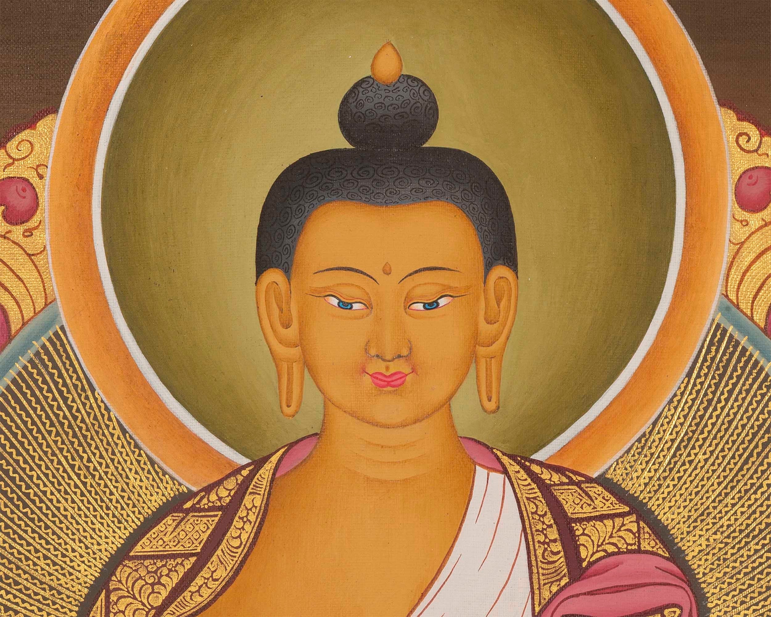 Shakyamuni Buddha Tibetan Thangka | Gautama Sitting In Vajra Posture