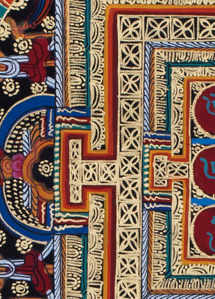Om Mani Padme Hum Mandala Thangka | Sacred Thangka Painting for Meditation | Tibetan Wall Decoration Painting | Good Luck Art