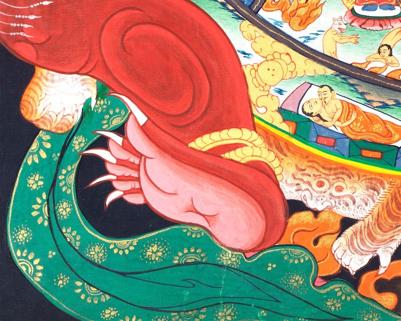 Buddhist Bhavachakra Thangka | Wheel Of Life | Handpainted Buddhist Art