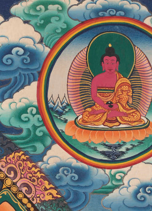 Five Dhyani Buddha Mandala | Vintage Handmade Thangka Painting