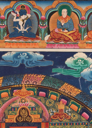 Five Dhyani Buddha Mandala | Vintage Handmade Thangka Painting