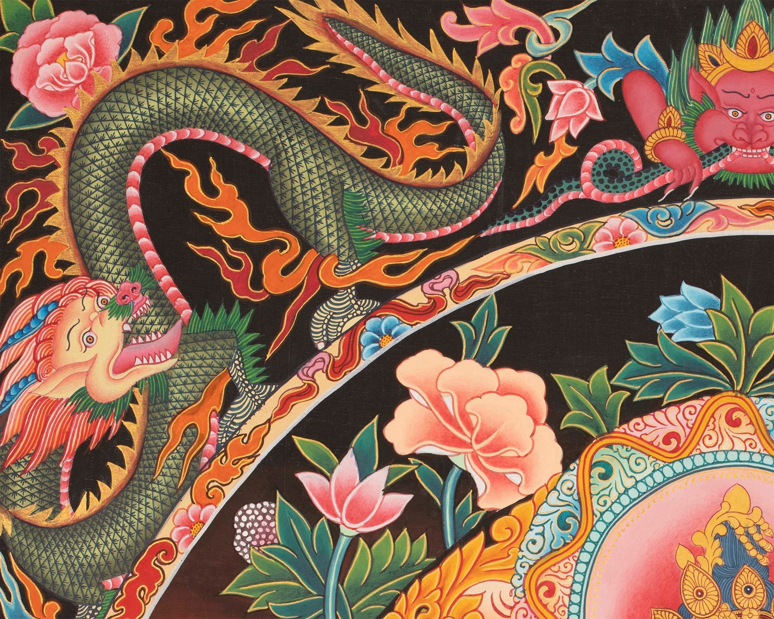 Newari Style Green Tara Thangka | Hand Painted Buddhist Art | Wall Decors