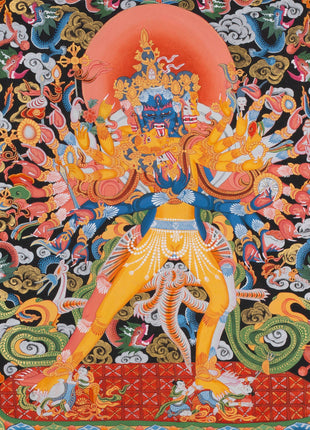 Kalachakra Deity Thangka Painting | Vintage Original Hand-Painted Thanka