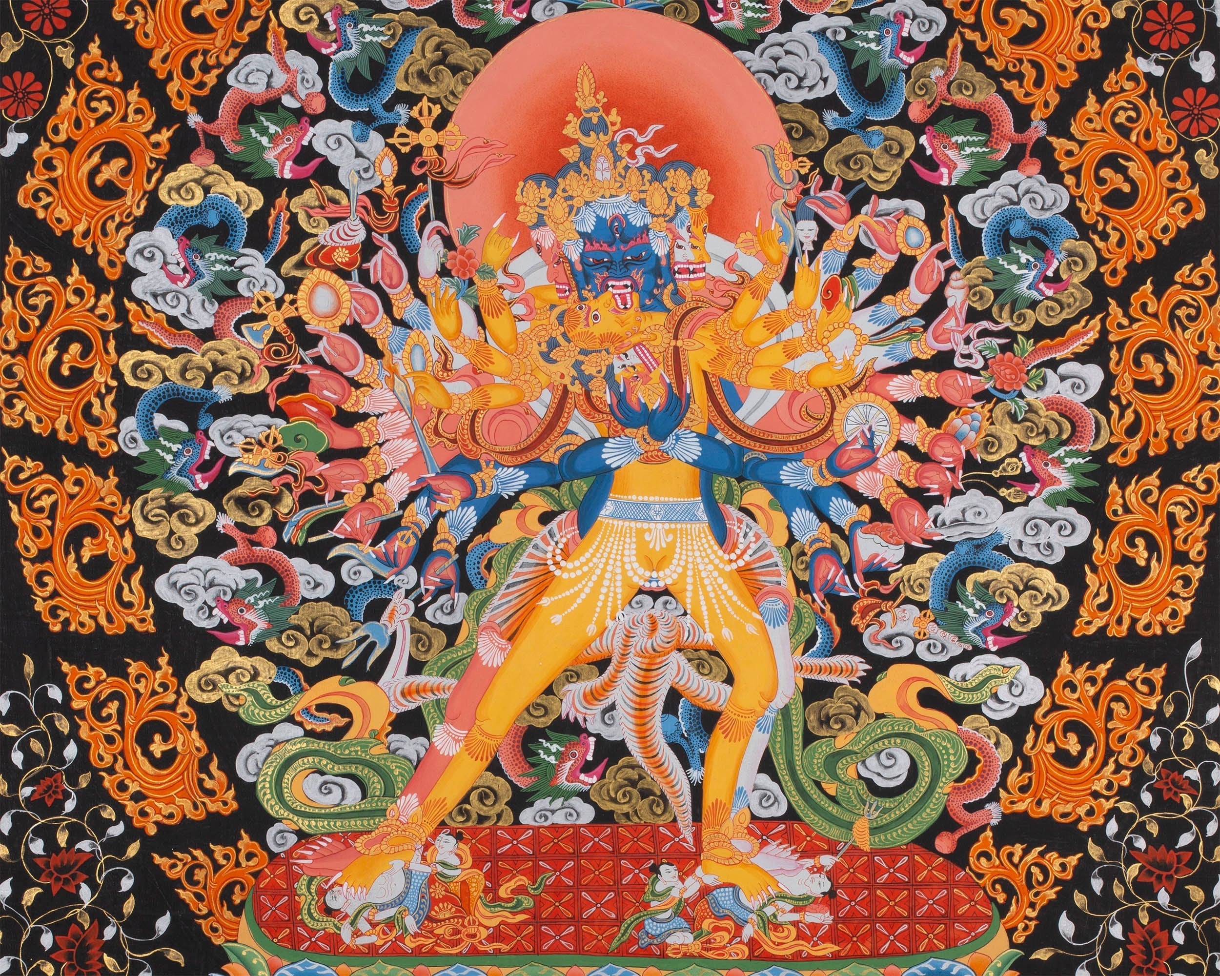 Kalachakra Deity Thangka Painting | Vintage Original Hand-Painted Thanka