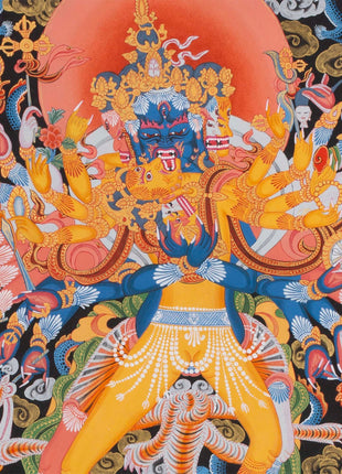 Kalachakra Deity Thangka Painting | Vintage Original Hand-Painted Thanka