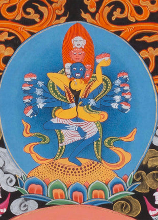 Kalachakra Deity Thangka Painting | Vintage Original Hand-Painted Thanka