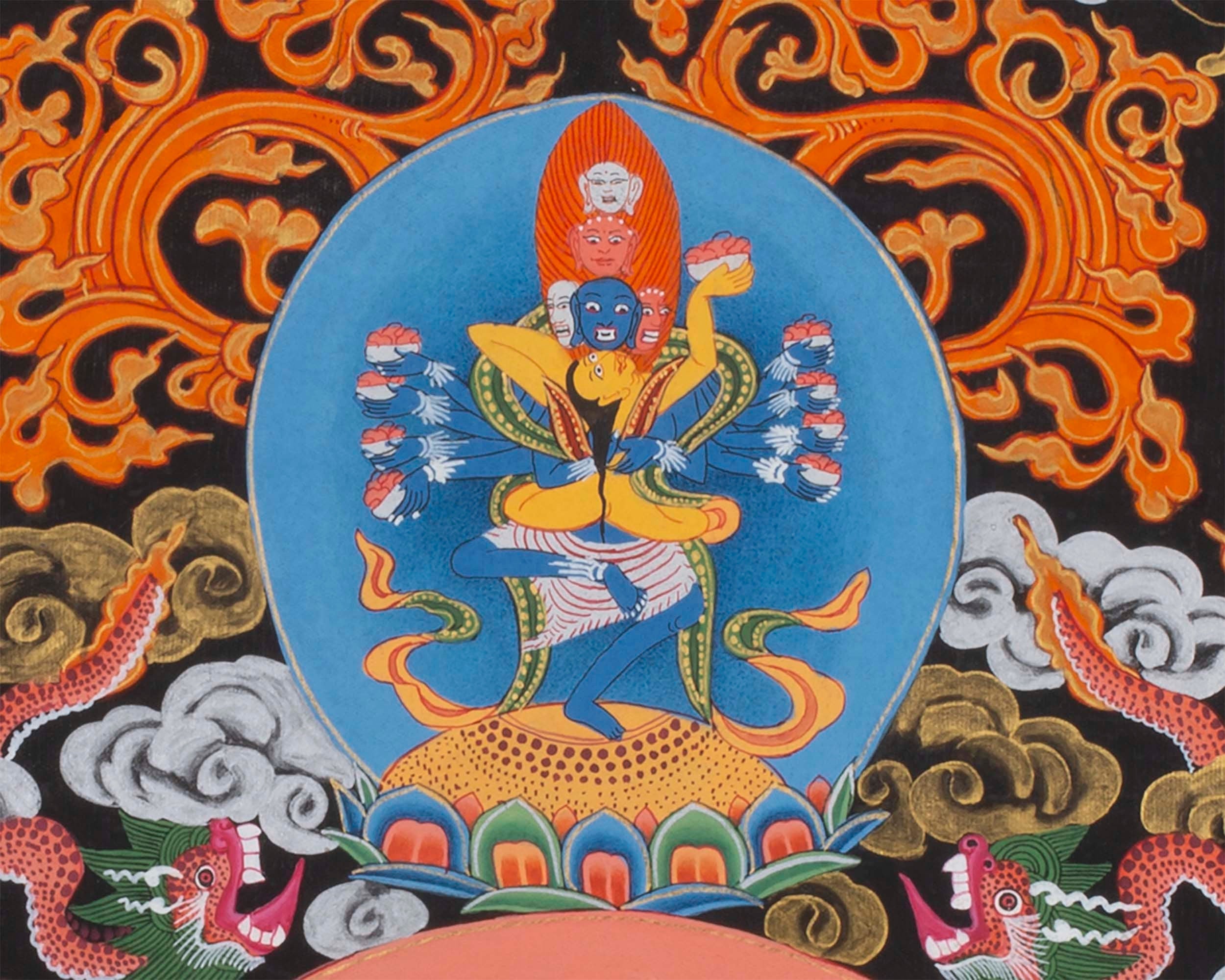 Kalachakra Deity Thangka Painting | Vintage Original Hand-Painted Thanka