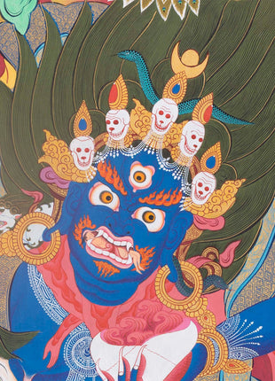 Palden Lhamo Original Hand-Painted Buddhist Thangka |  Wall Decoration Painting