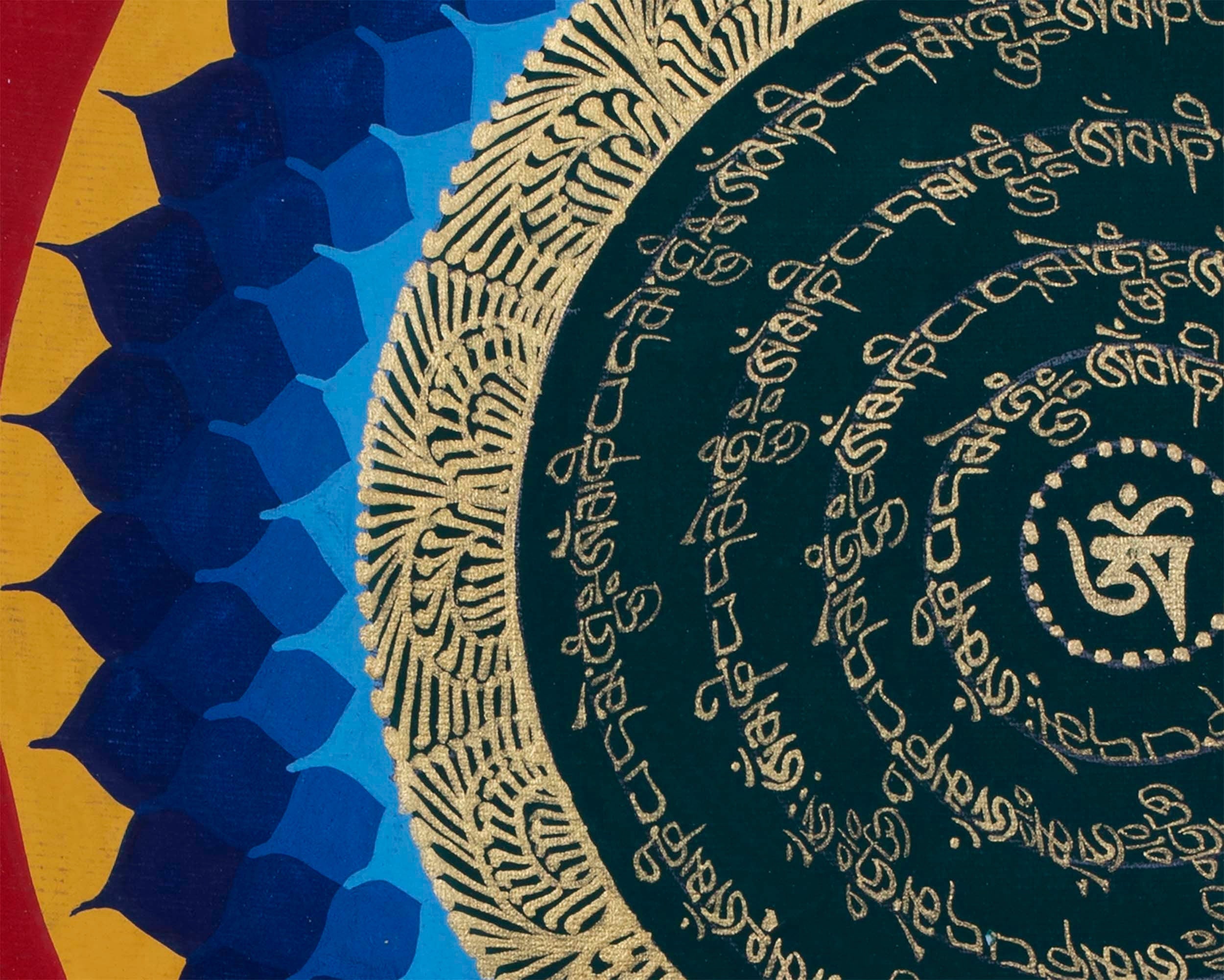 Flower Mandala Thangka | Buddhist Handpainted Art | Religious Wall Decor