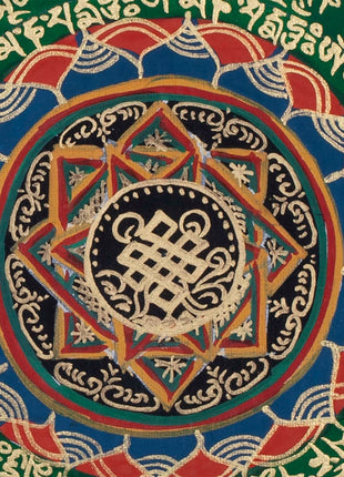 Endless Knot Mantra Thangka | Traditional Mandala Art | Wall Hanging Decoration