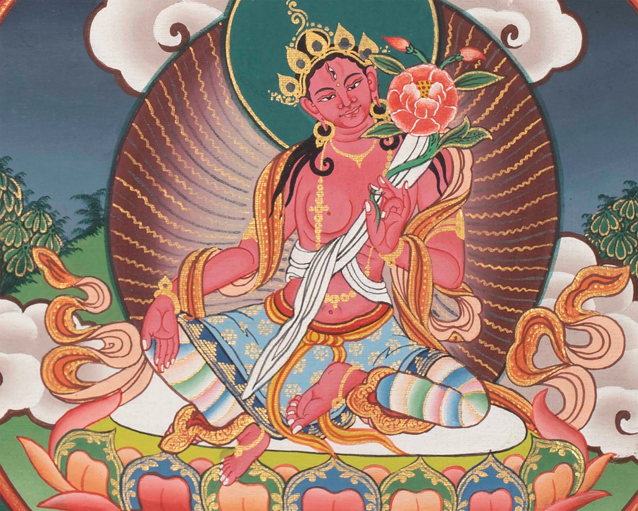 Round Buddhist Mandala Painting | Vintage Thanka for Meditation