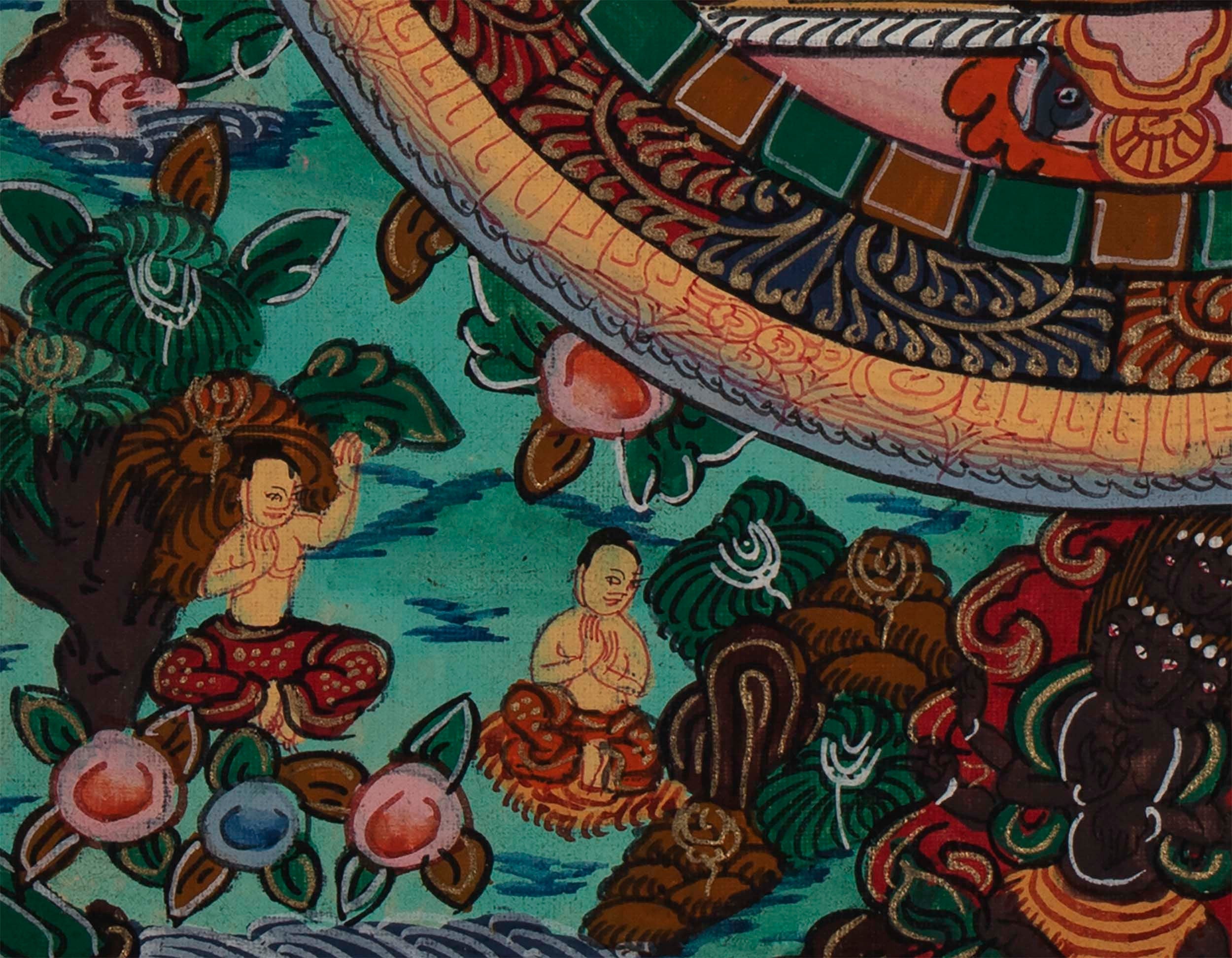 Big Wheel Buddha Mandala | Tibetan Thangka Painting for Wall Hanging