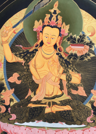 Bodhisattva Manjushri Thangka | Cotton Canvas Art  for Meditation and wall hanging