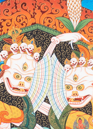 Chitipati Mahakala Thangka | Religious Handpainted Art | Wall Hanging Decors