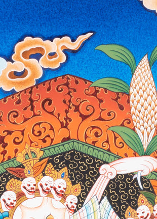 Chitipati Mahakala Thangka | Religious Handpainted Art | Wall Hanging Decors