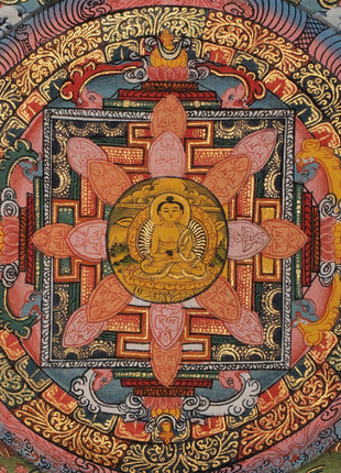 Buddha Mandala Thangka with Boddhisattavas | Himalayan Religious Painting