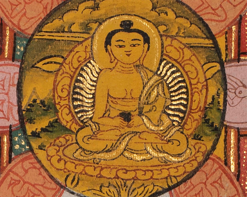 Buddha Mandala Thangka with Boddhisattavas | Himalayan Religious Painting