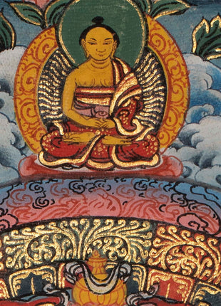 Buddha Mandala Thangka with Boddhisattavas | Himalayan Religious Painting