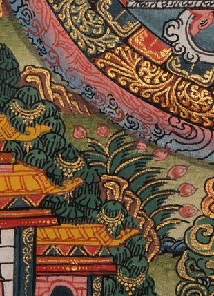 Buddha Mandala Thangka with Boddhisattavas | Himalayan Religious Painting