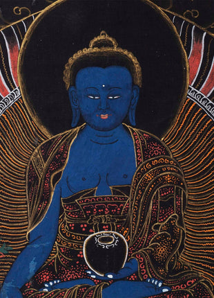 Healing Buddha Thangka | Medicine Buddha Art | Religious Wall Decoration