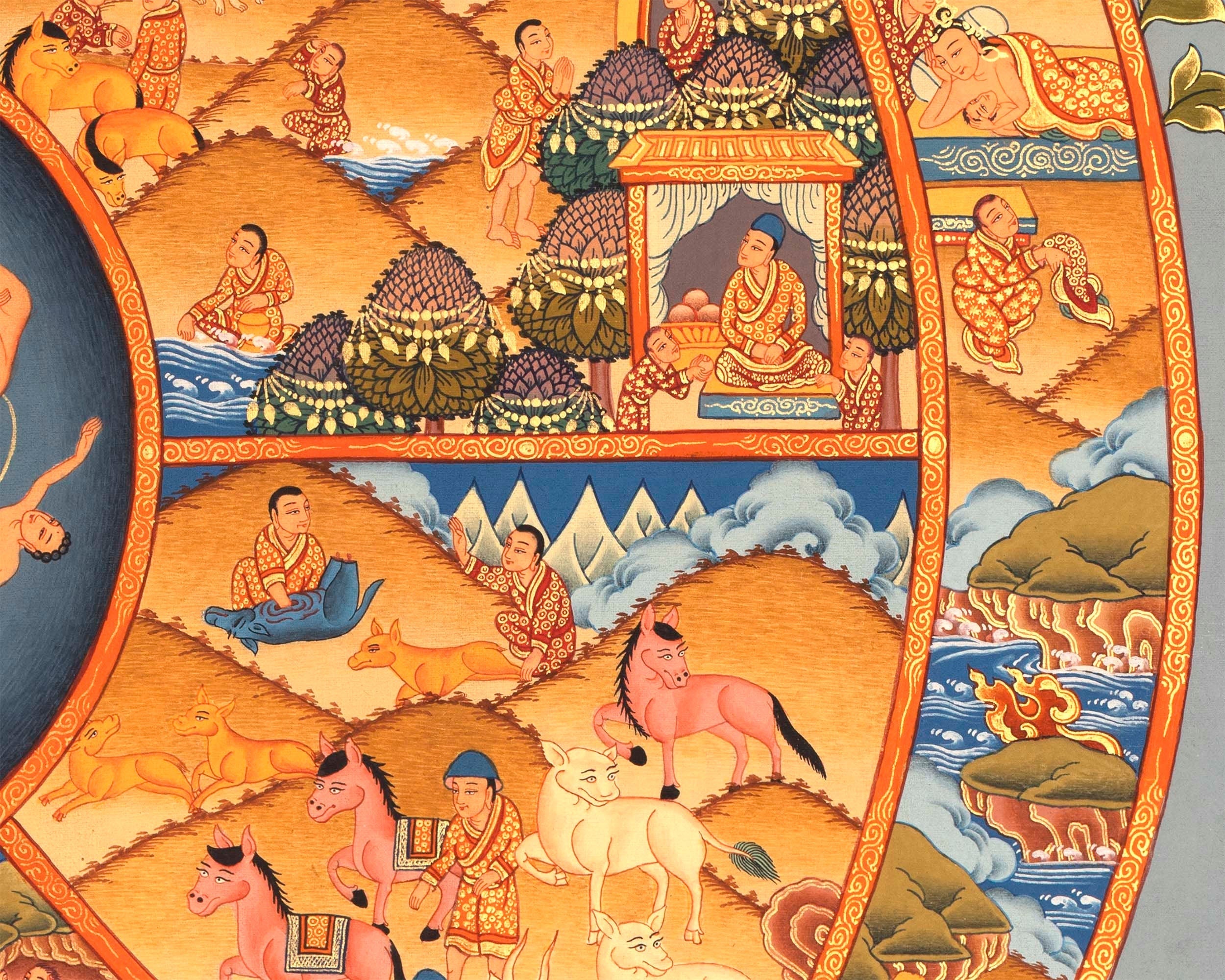 Tibetan Wheel Of Life Bhavachakra | Traditional Hand Painted Thangka