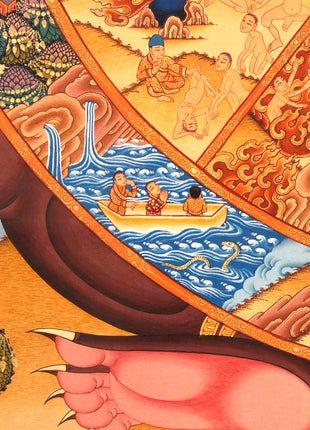 Tibetan Wheel Of Life Bhavachakra | Traditional Hand Painted Thangka