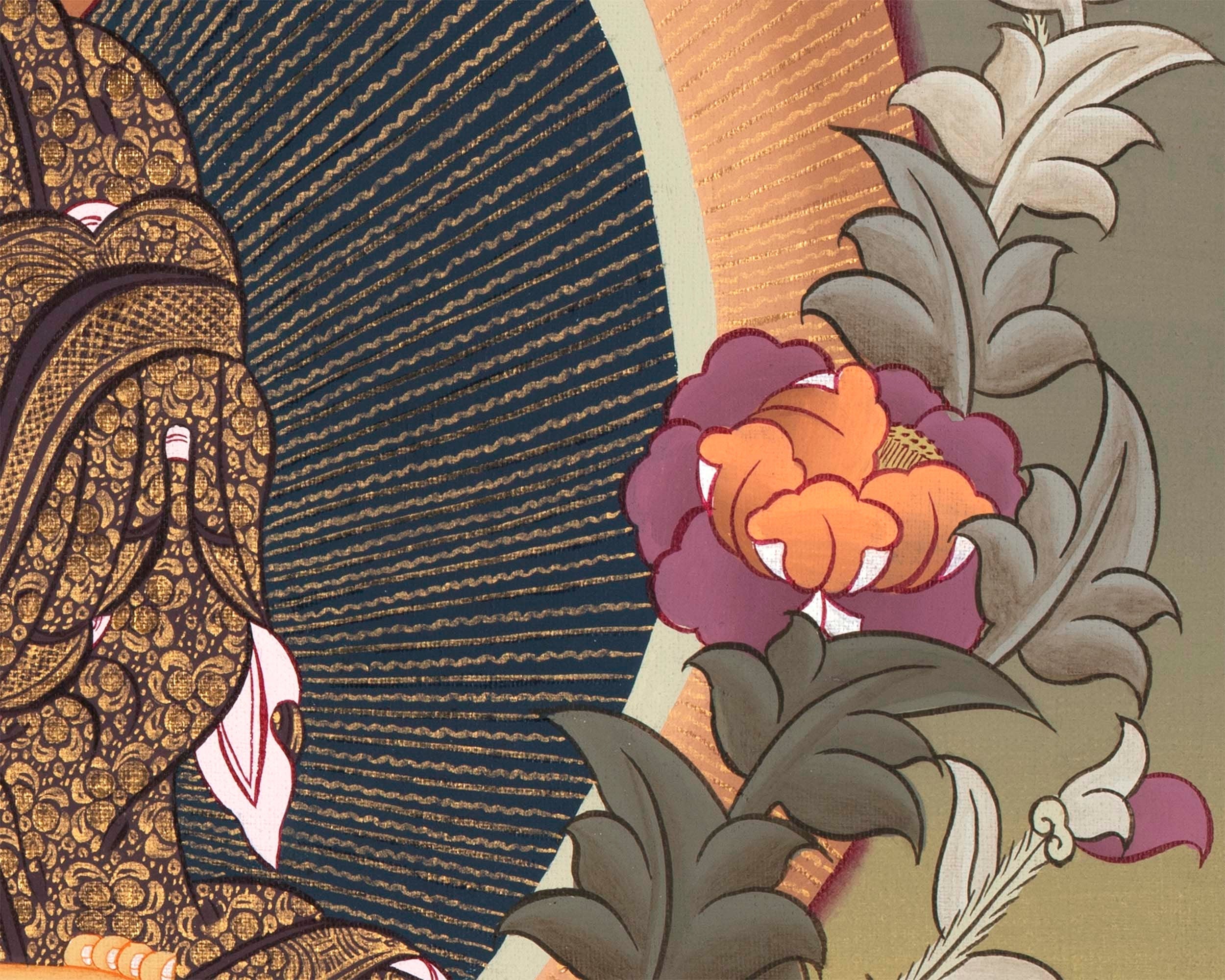 Gautama Buddha Thangka | Original Handpainted Buddhist Art |  Wall Hanging For Peace | Canvas Art  For Meditation And Yoga