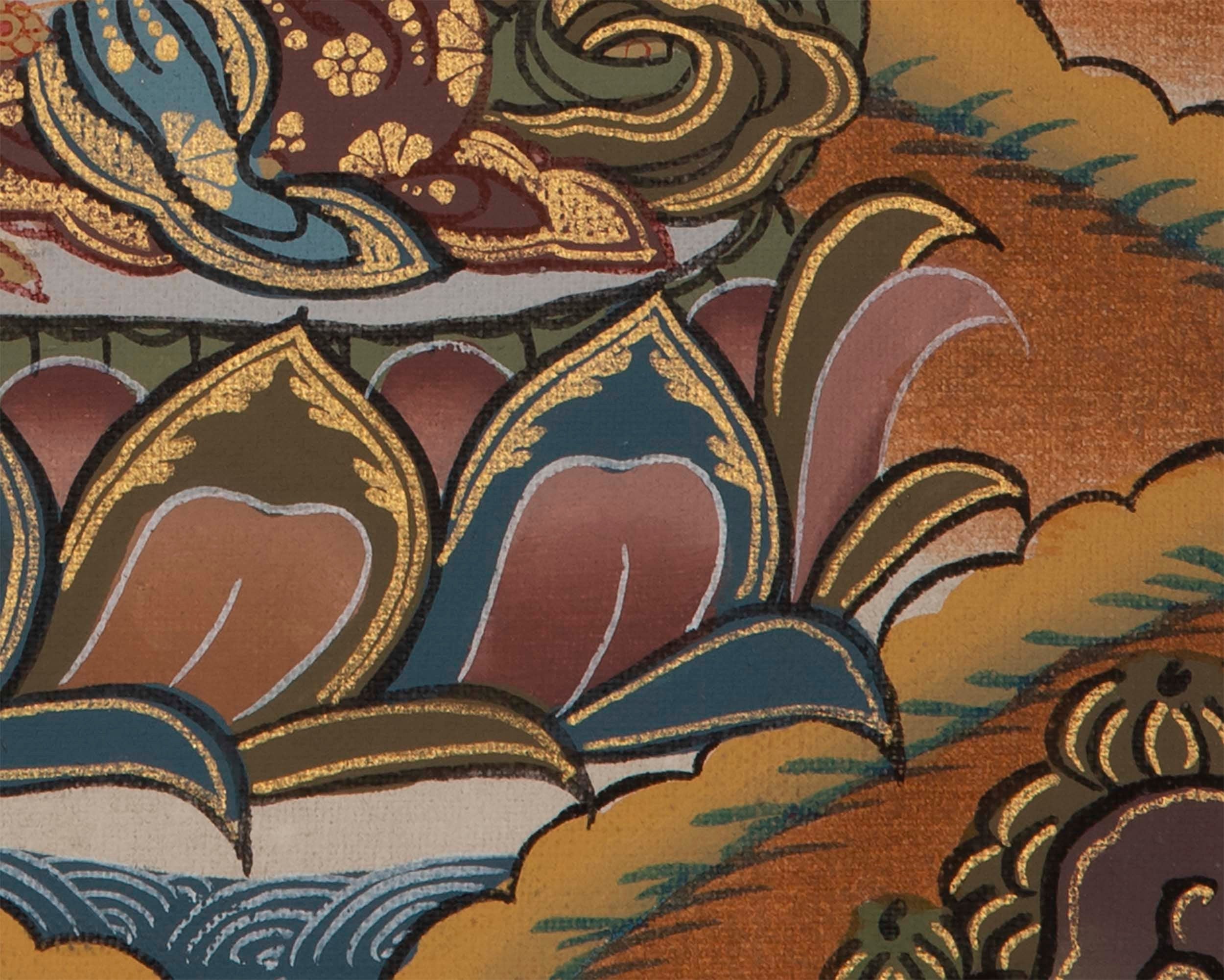 Tibetan Chengrezig Thangka | Original Wall Hanging Hand Paint