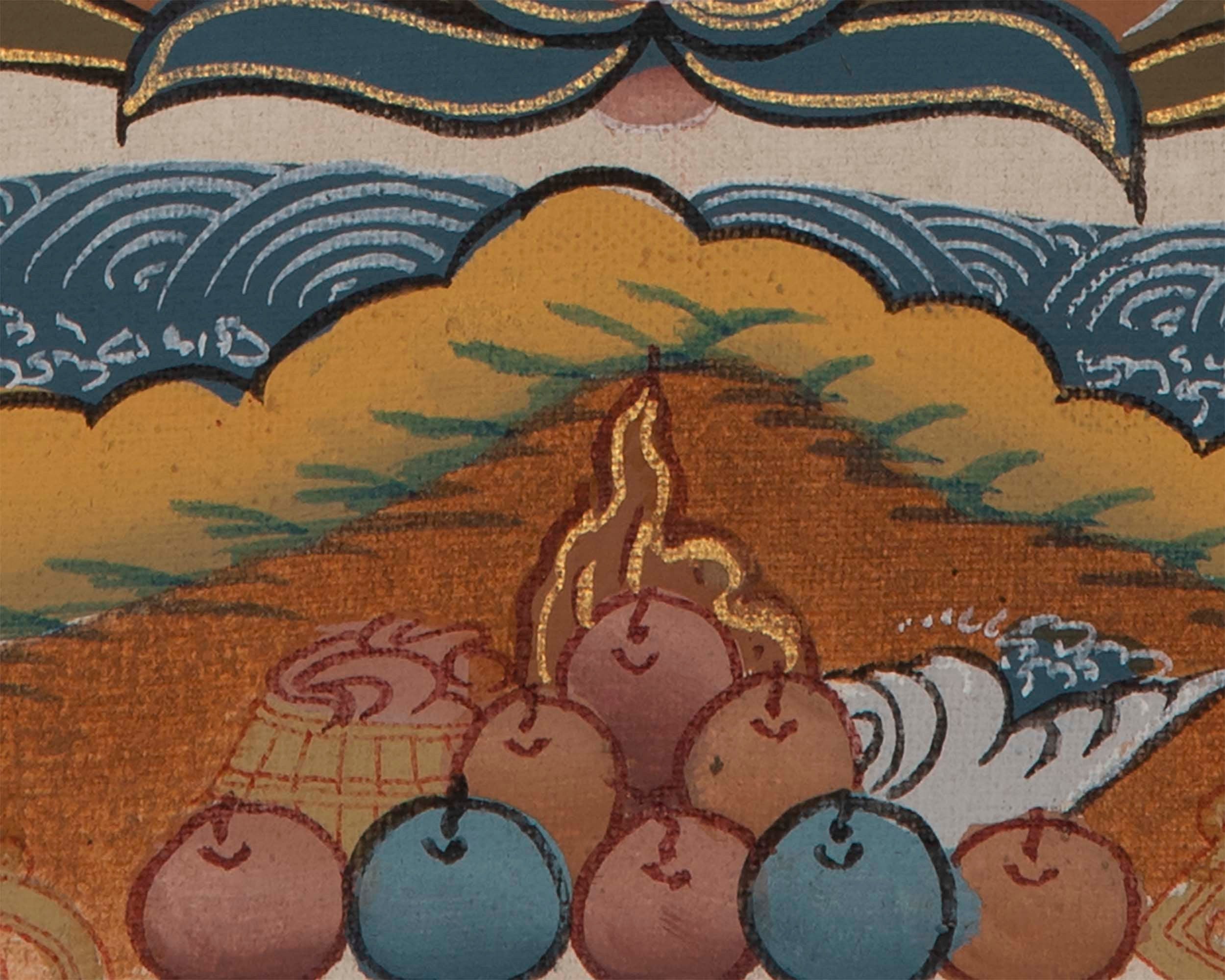 Tibetan Chengrezig Thangka | Original Wall Hanging Hand Paint