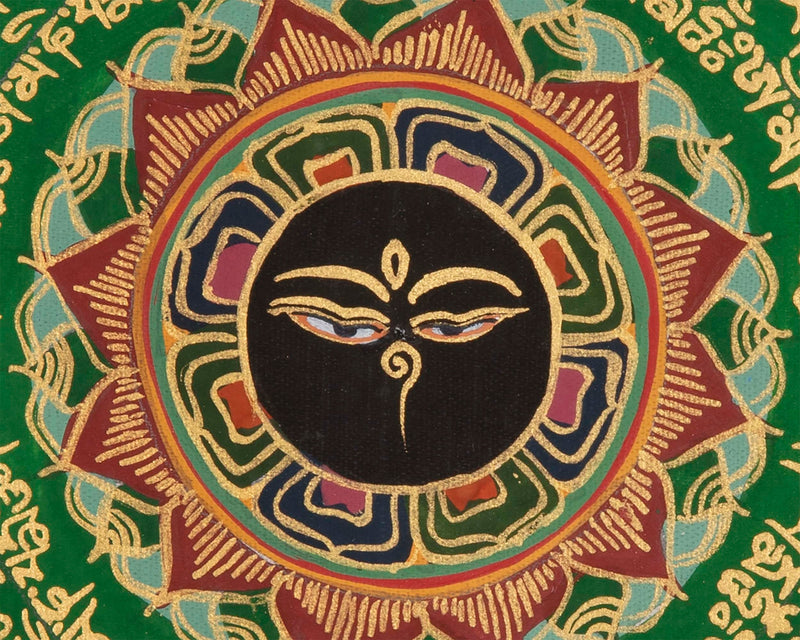 Green Mandala Thangka | Hand Painted  Tibetan thangka
