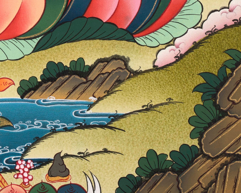 Bodhisattva Avalokiteshvara Thangka | 4 Armed Chengrezig |  Tibetan Buddhist Painting