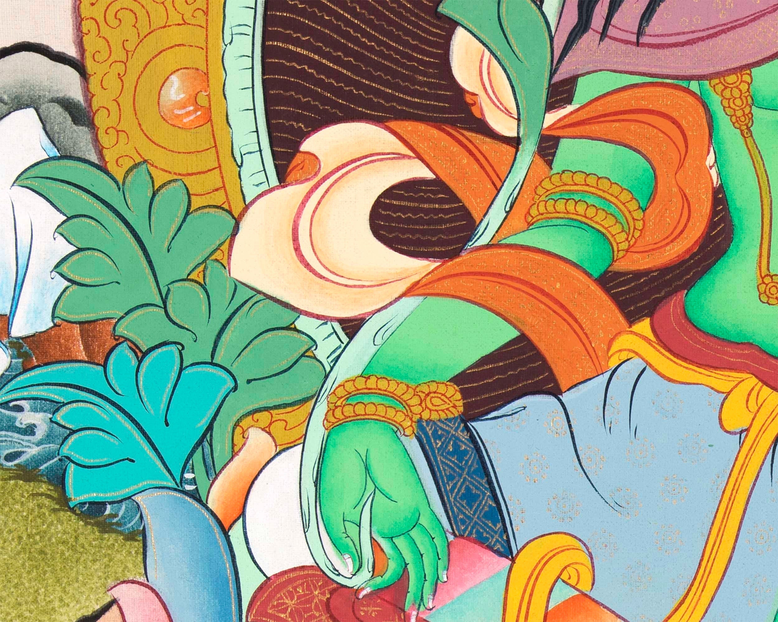 Mother Green Tara Thangka |  Religious Handpainted Art | Buddhist Wall Decors