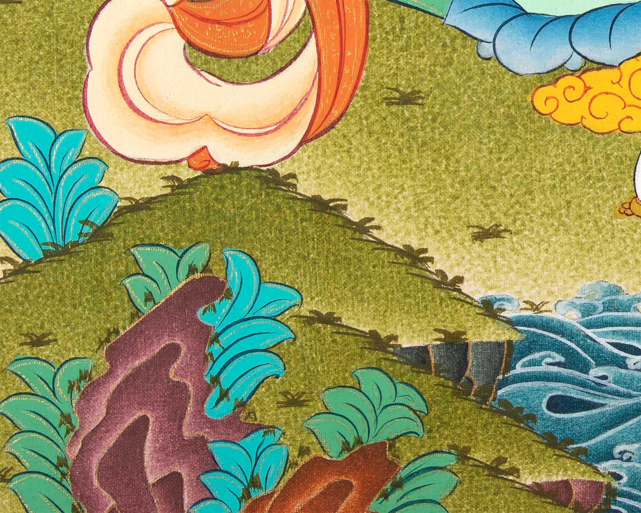 Mother Green Tara Thangka |  Religious Handpainted Art | Buddhist Wall Decors