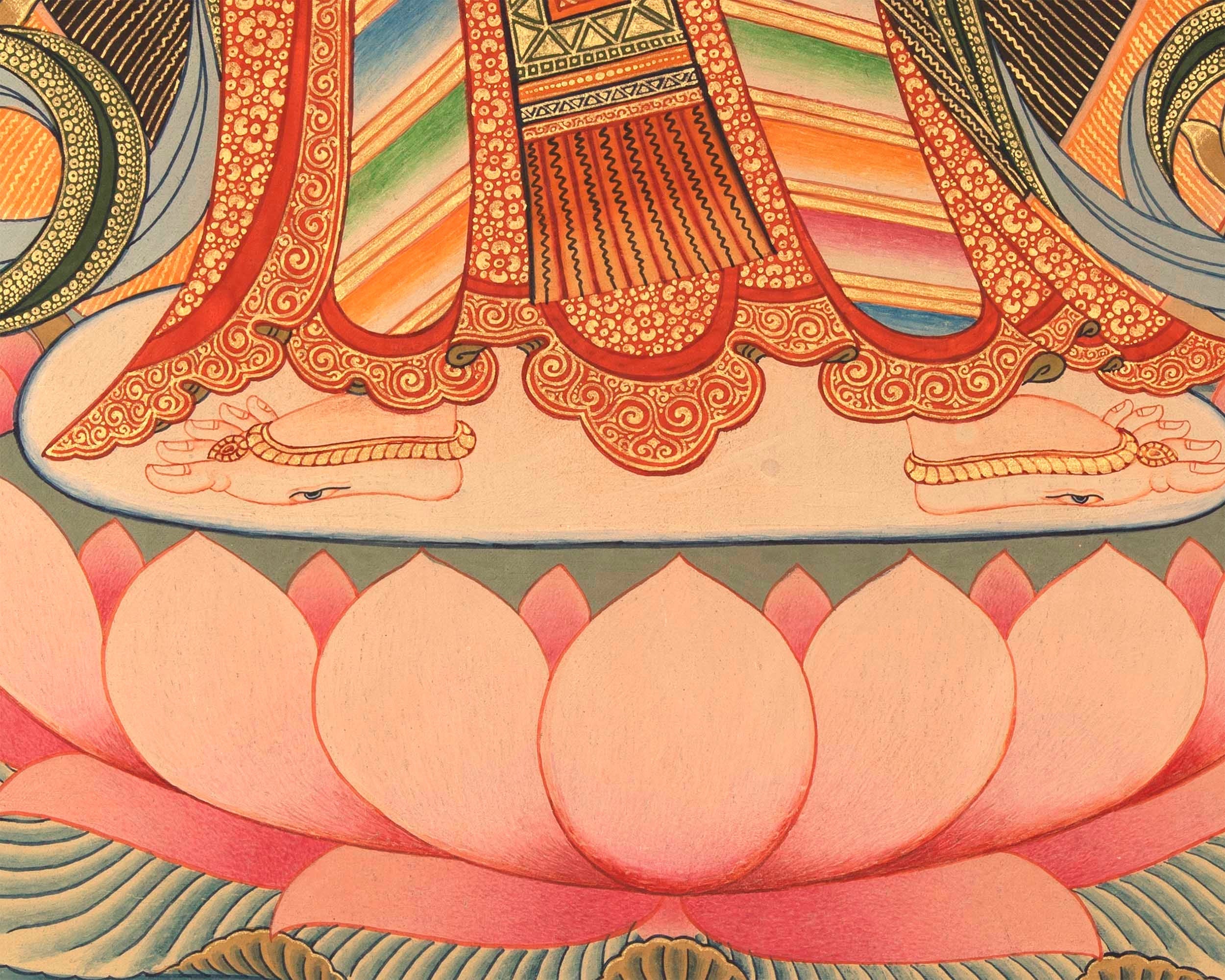 Standing White Tara Mother Goddess Healing Thangka Painting |  Wall hanging Decoration for Positivity