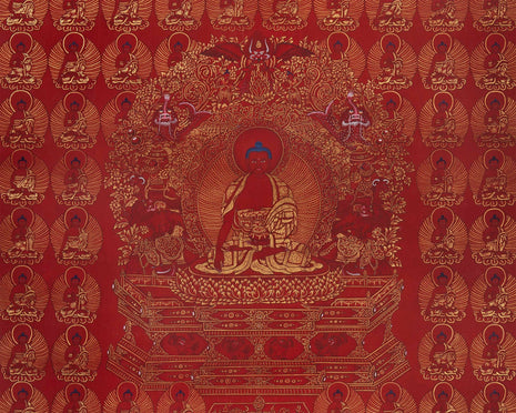108 Multiple Shakyamuni Buddha  | Hand Painted 24K Gold Art