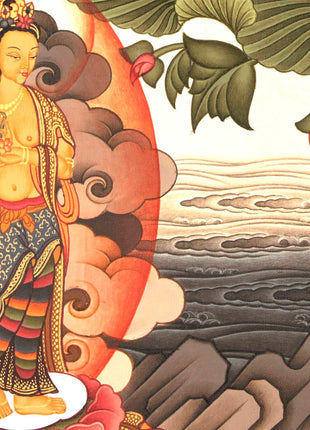 Green Tara Mother Goddess Thangka Painting | Spiritual Meditation Canvas Art