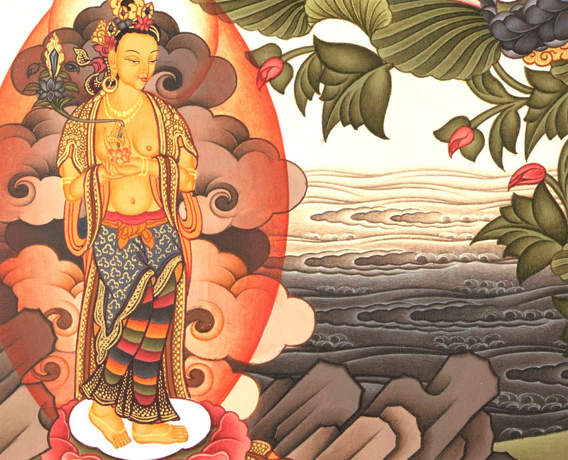 Green Tara Mother Goddess Thangka Painting | Spiritual Meditation Canvas Art