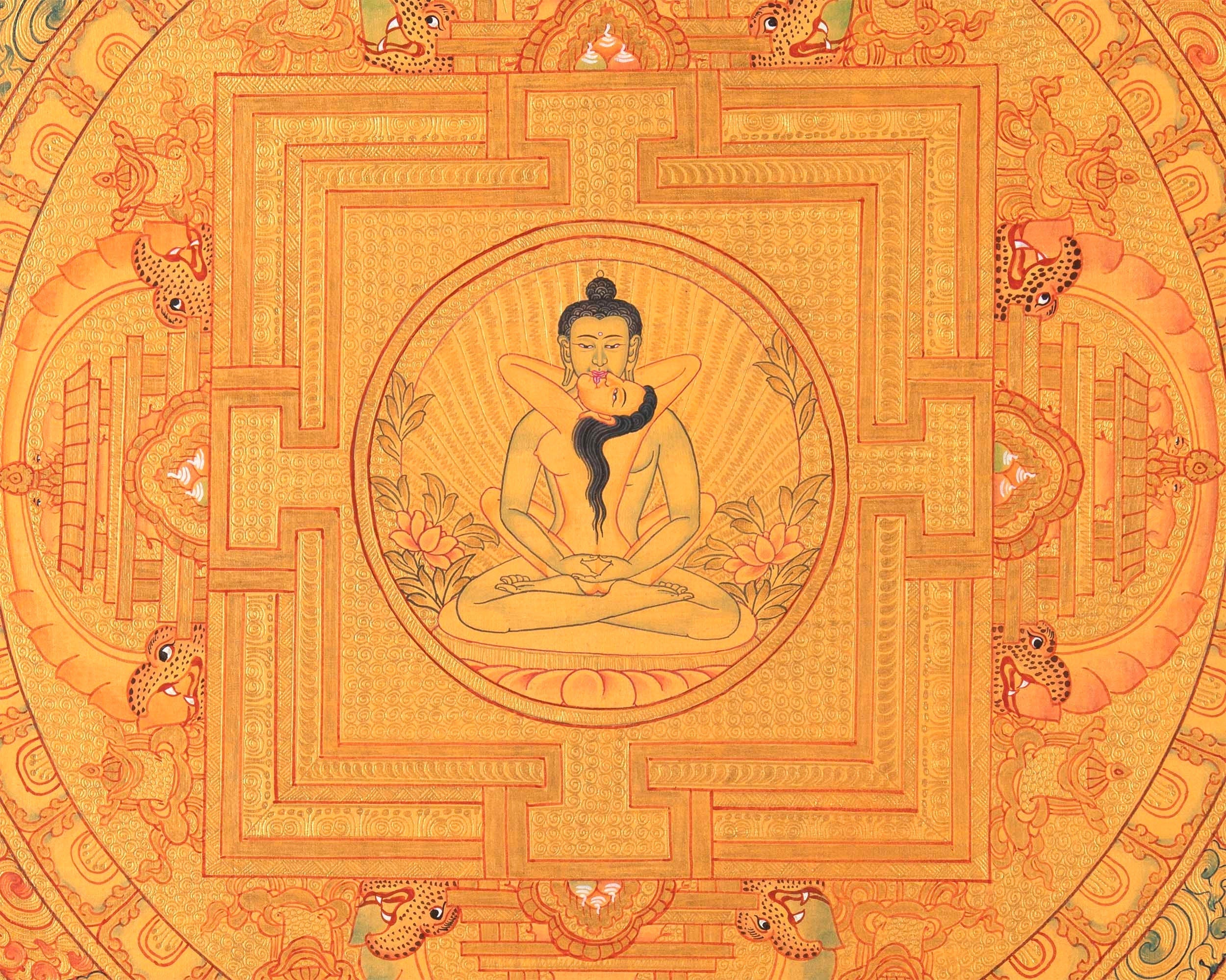 Samantabhadra Buddha Thangka Painting | Cotton Canvas Art for Meditation and wall hanging