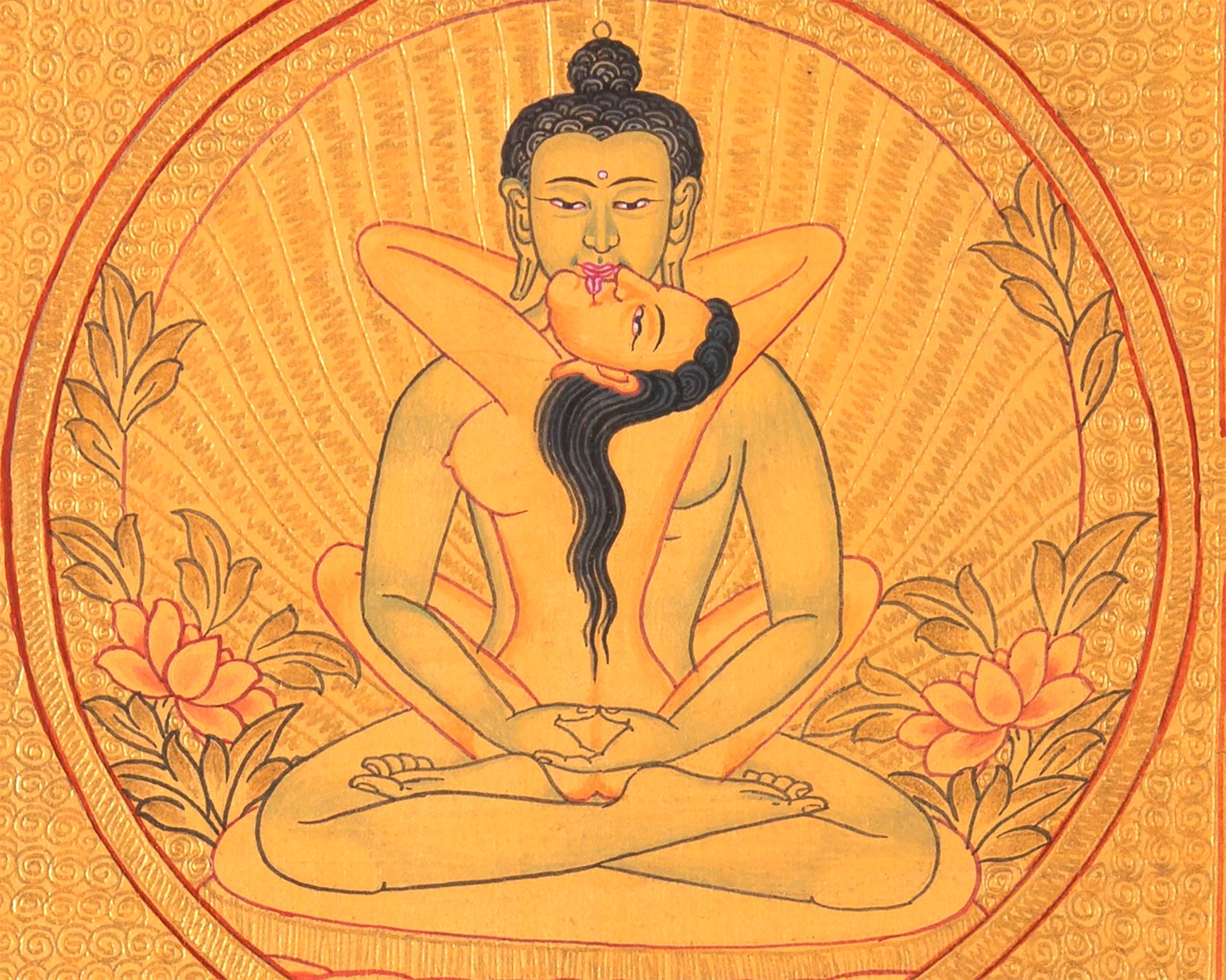 Samantabhadra Buddha Thangka Painting | Cotton Canvas Art for Meditation and wall hanging