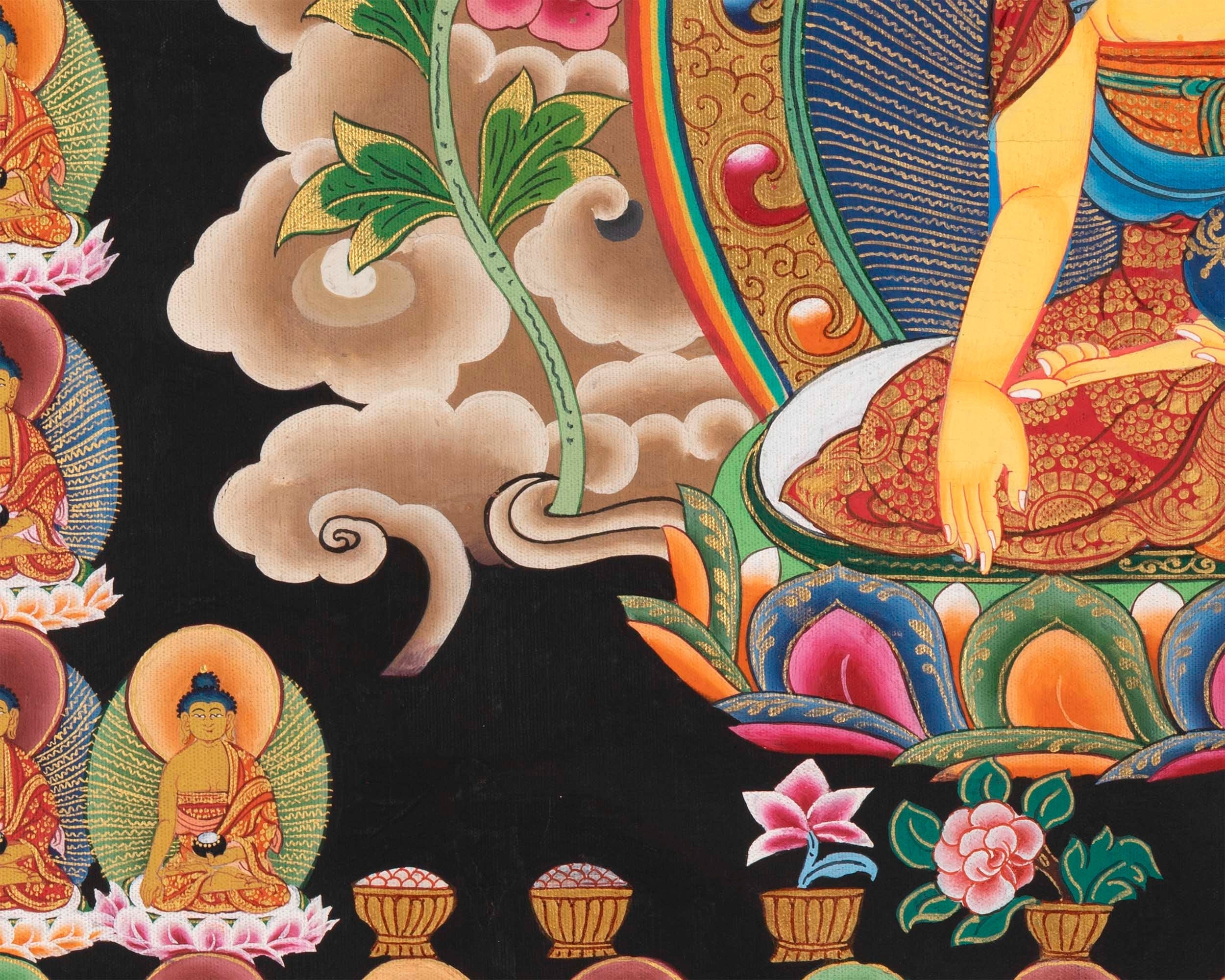 108 Seated Buddha Thangka | Yoga Meditation Canvas Art for your Peace and wellbeing