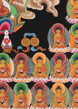 108 Seated Buddha Thangka | Yoga Meditation Canvas Art for your Peace and wellbeing