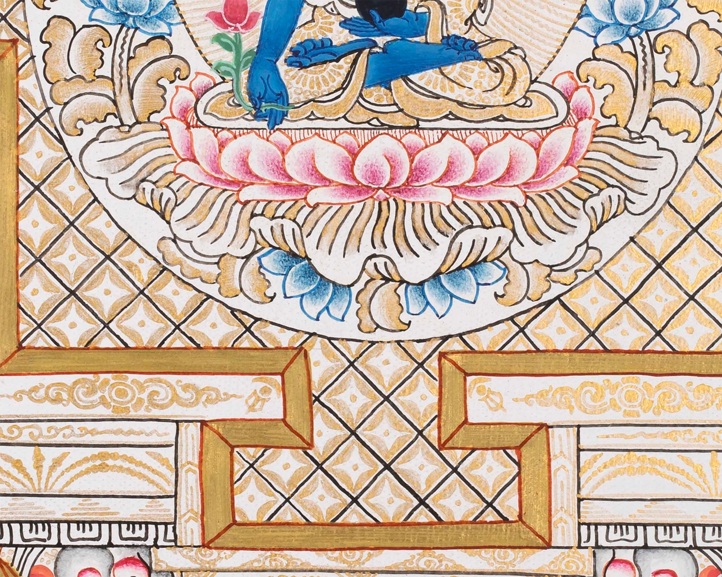 Medicine Buddha Painting |  Meditation Canvas Art Mandala