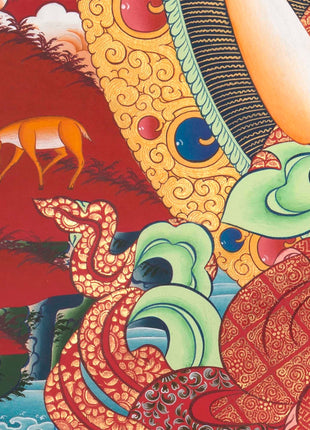 Avalokitesvara Chengrezig Thangka | Flanked by Boddhisattvas Vajrapani and Manjushree | Wall Decors