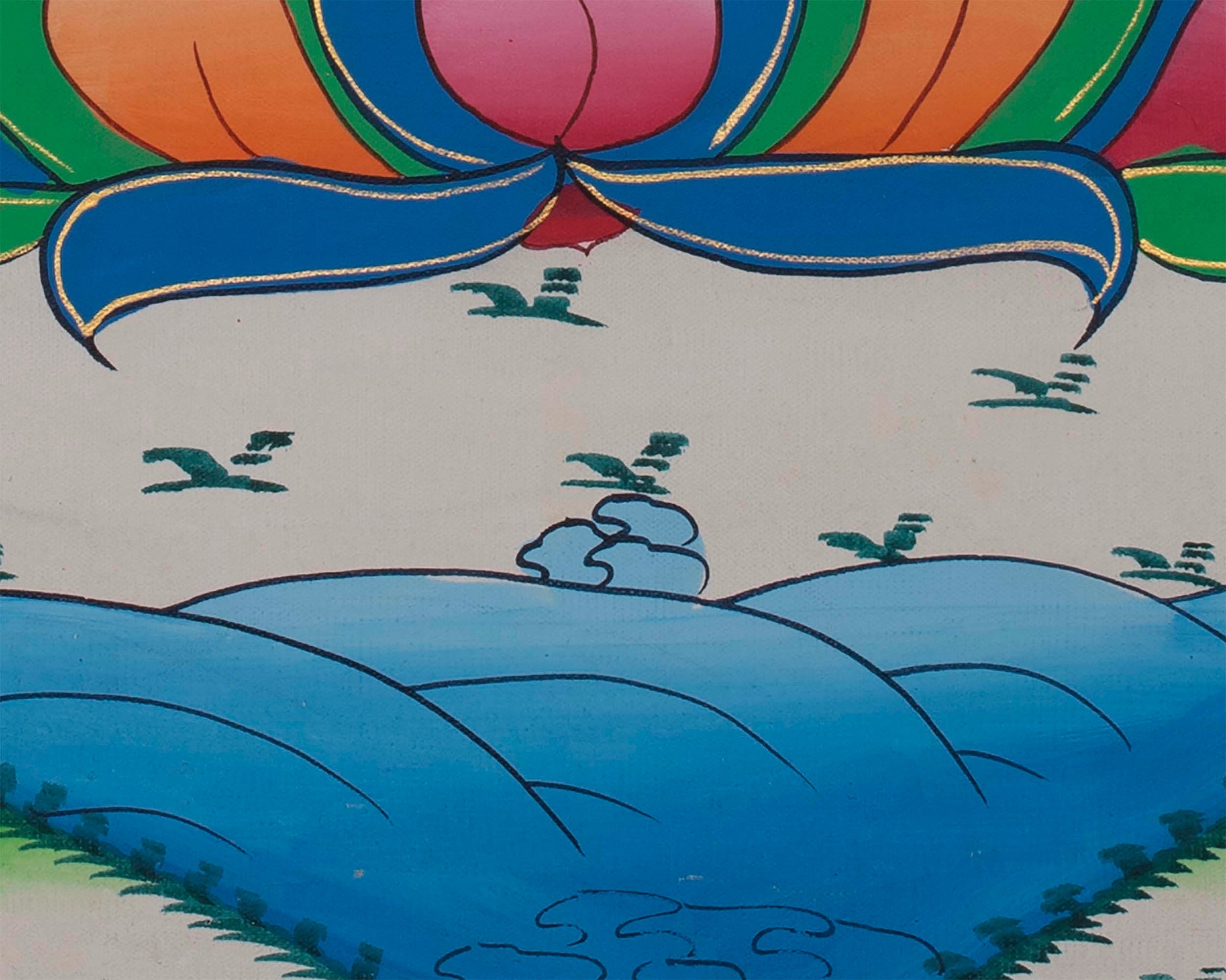 Vairocana Thangka Painting | White Blessing Buddha Art