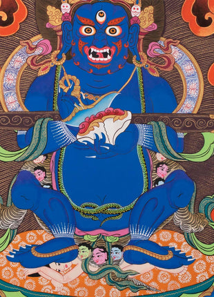 Sakya Mahakala Thangka | Wrathful Dharmapala Vajra Panjarnatha | Buddhist Wall Decor