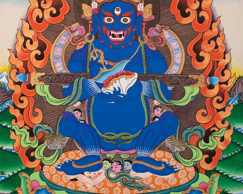 Sakya Mahakala Thangka | Wrathful Dharmapala Vajra Panjarnatha | Buddhist Wall Decor