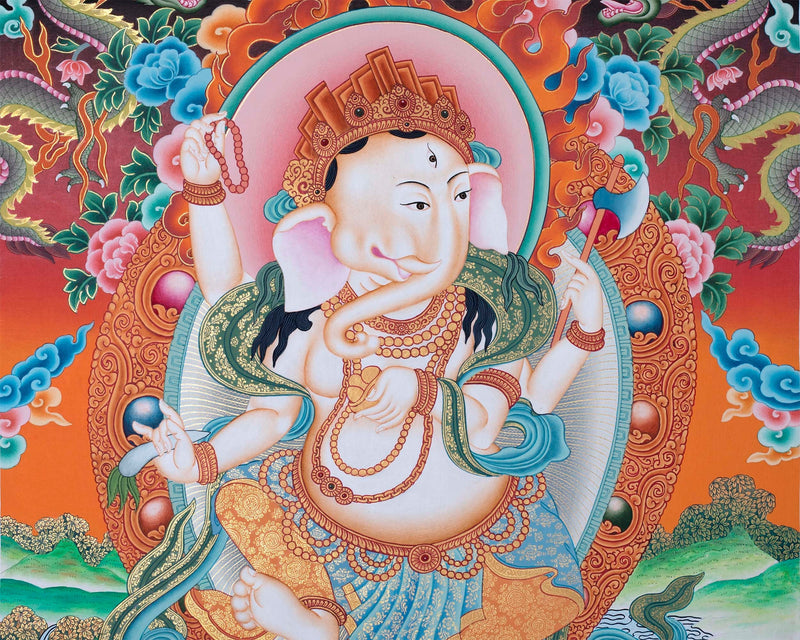 Hindu God Ganesh Thangka | Newari Thangka Art