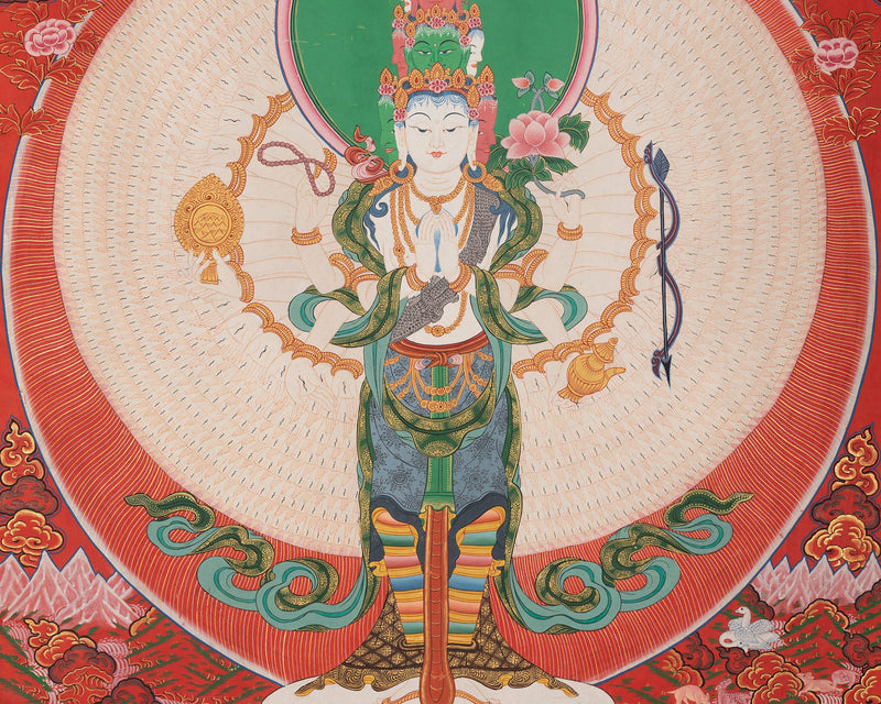 Buddhist Lokeshwor Thangka | 1000 armed Chengrezig Tibetan Buddhist