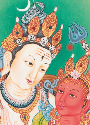 Newari Art Style | Original Hand-painted Lord Shiva, Shankar, Mahadev Thangka Painting