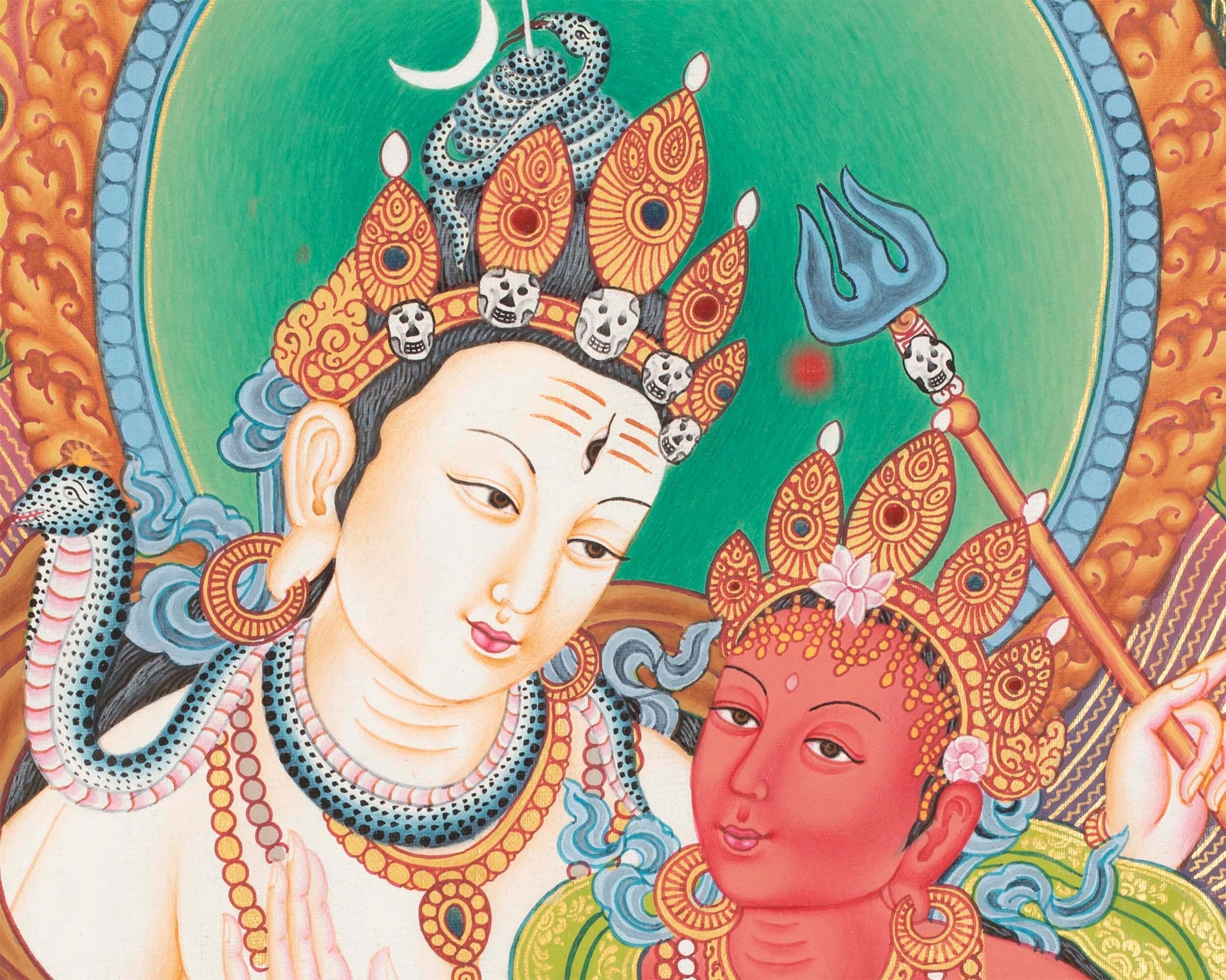 Newari Art Style | Original Hand-painted Lord Shiva, Shankar, Mahadev Thangka Painting